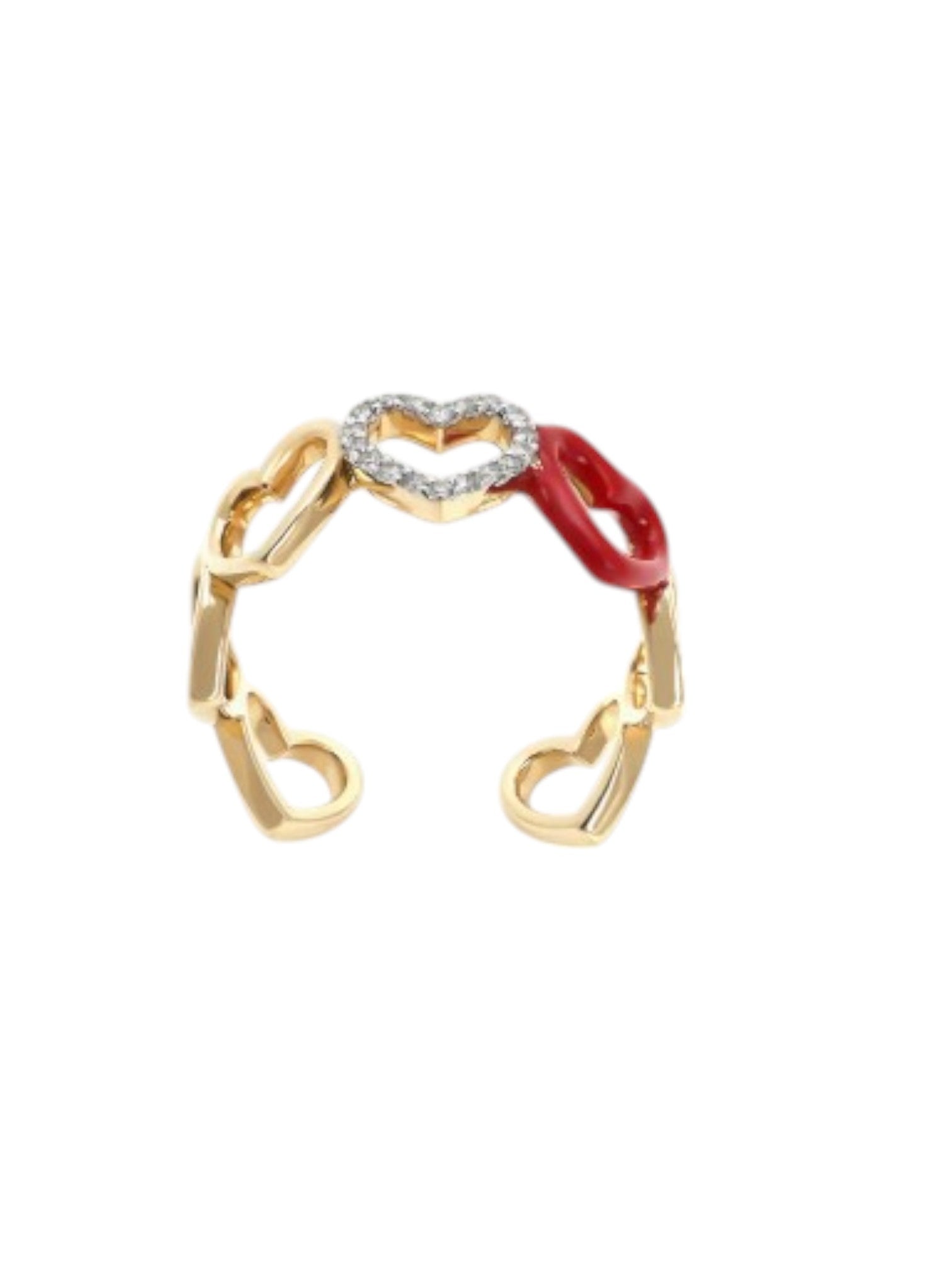Adjustable Heart Shaped Sterling Silver Gold Plated Light Weight Ring For Women By Kesardeep
